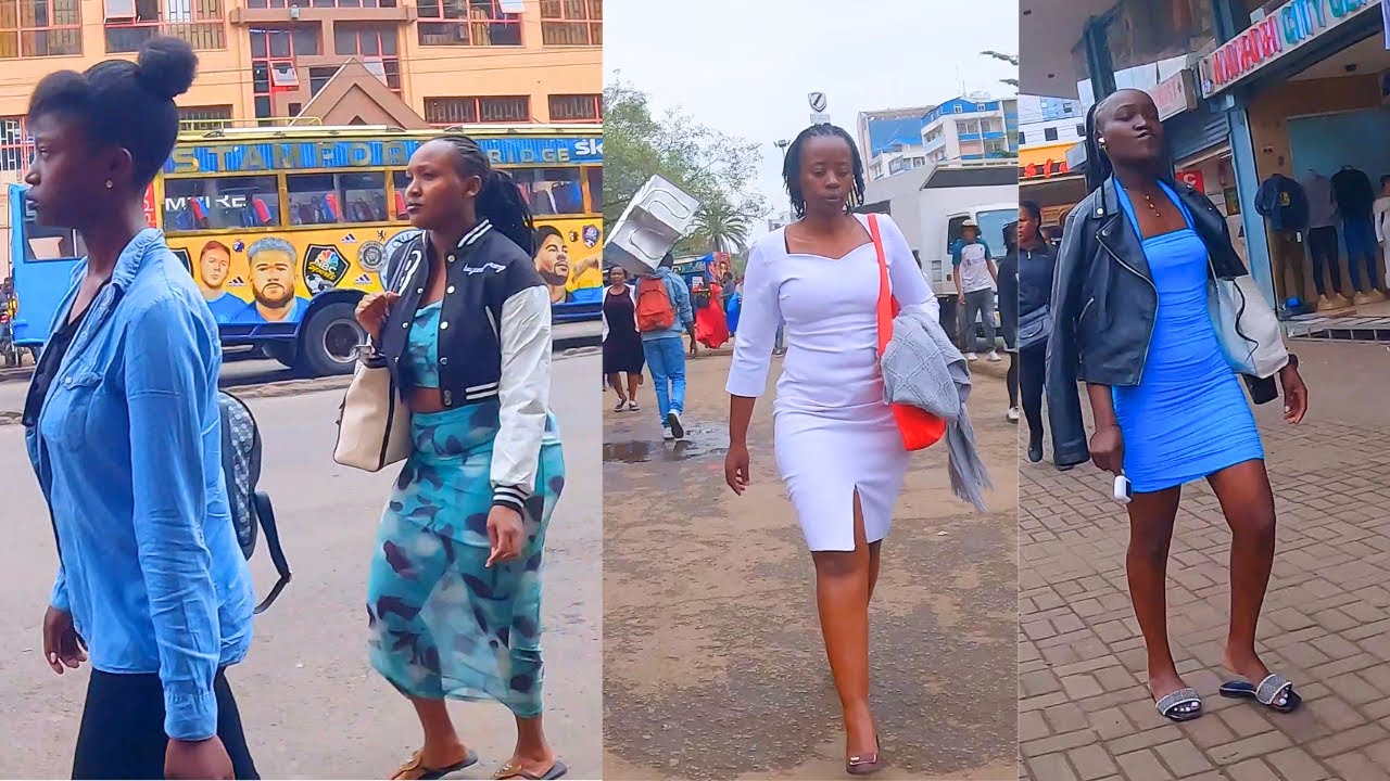 Morning walk on the streets of Nairobi Kenya in East Africa. 4K street walk