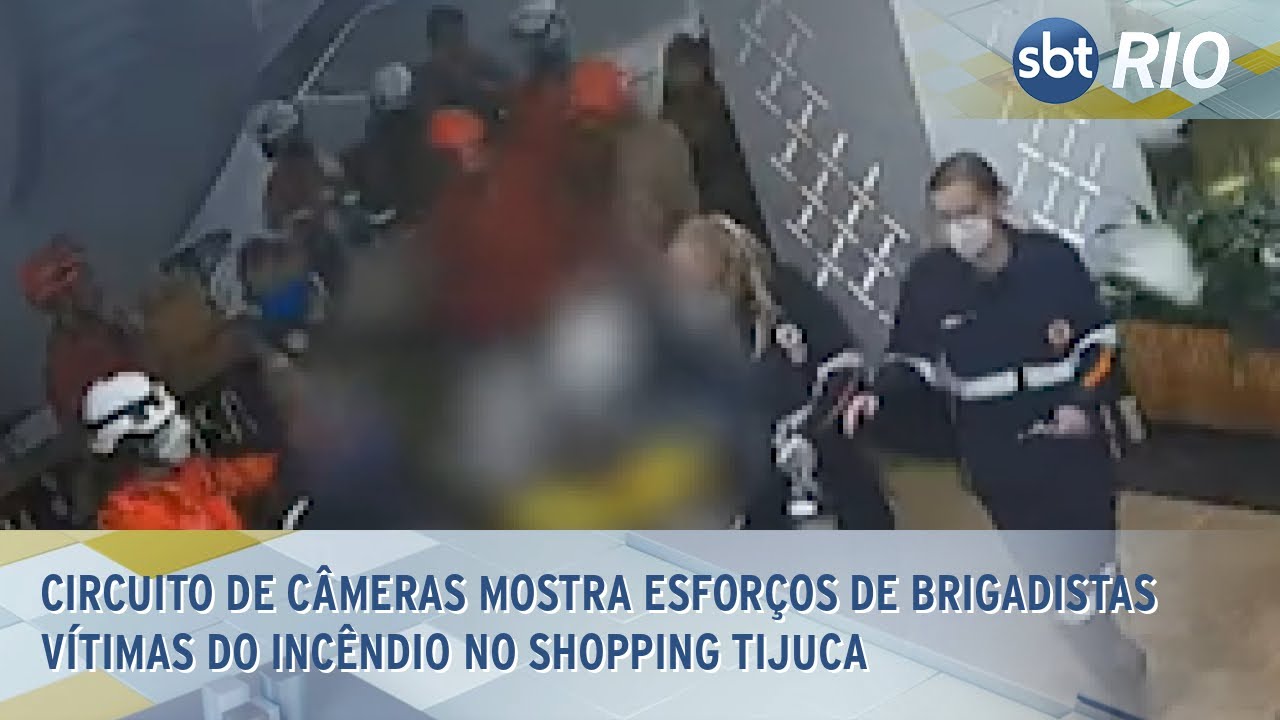 Circuito de câmeras mostra esforços de brigadistas vítimas do incêndio no Shopping Tijuca