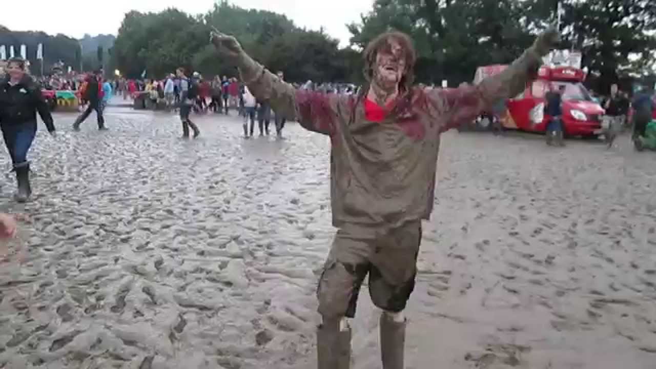 Woden Mud Sliding at Glastonbury Festival 2014