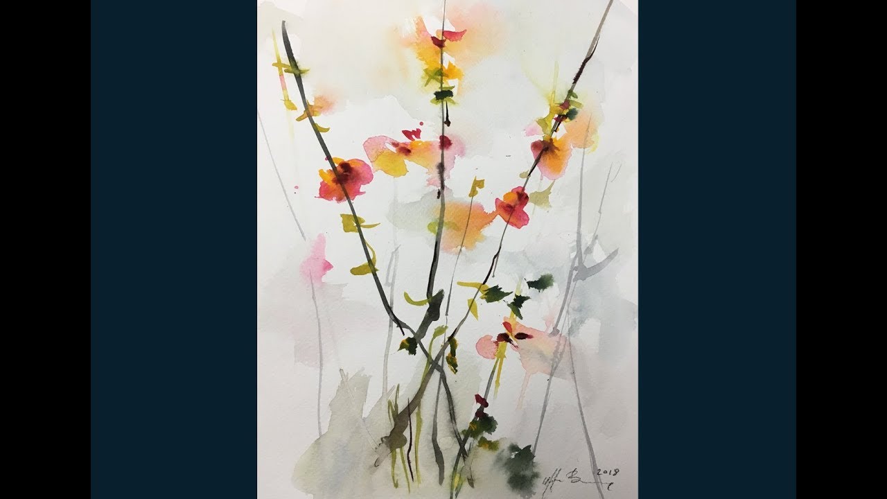 Blomster forår akvarel maleri Flowers spring watercolor painting