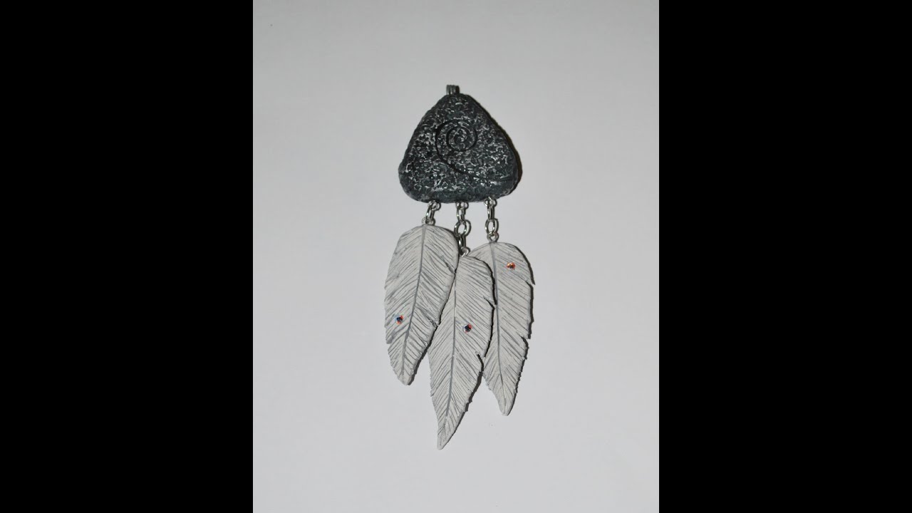 Rear View Mirror Charm - Lava Rock and Feathers
