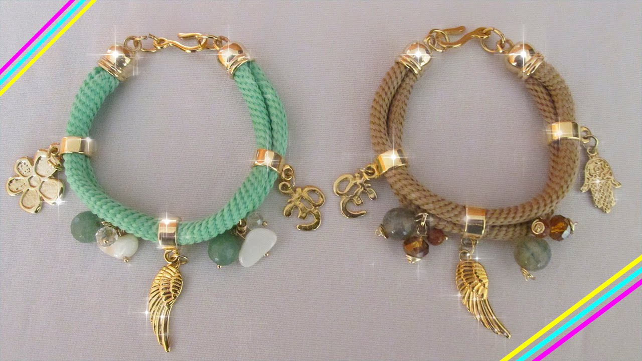 PULSERA DE CORDÓN Y DIJES FÁCIL Y RÁPIDA DE HACER