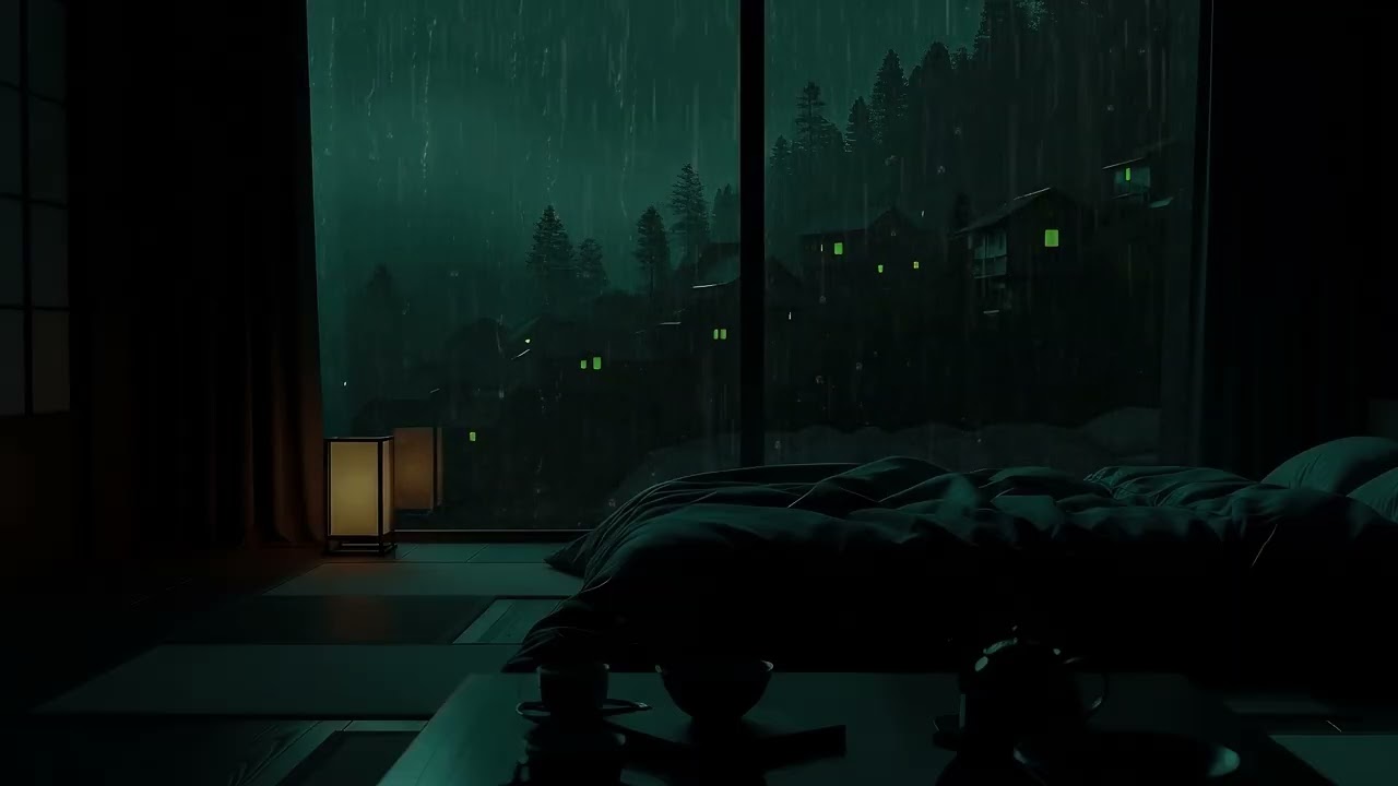Deep Mountain Rain in a Quiet Japanese Night (No Ads) 🌧 | Dark Bedroom Ambience for Restful Sleep