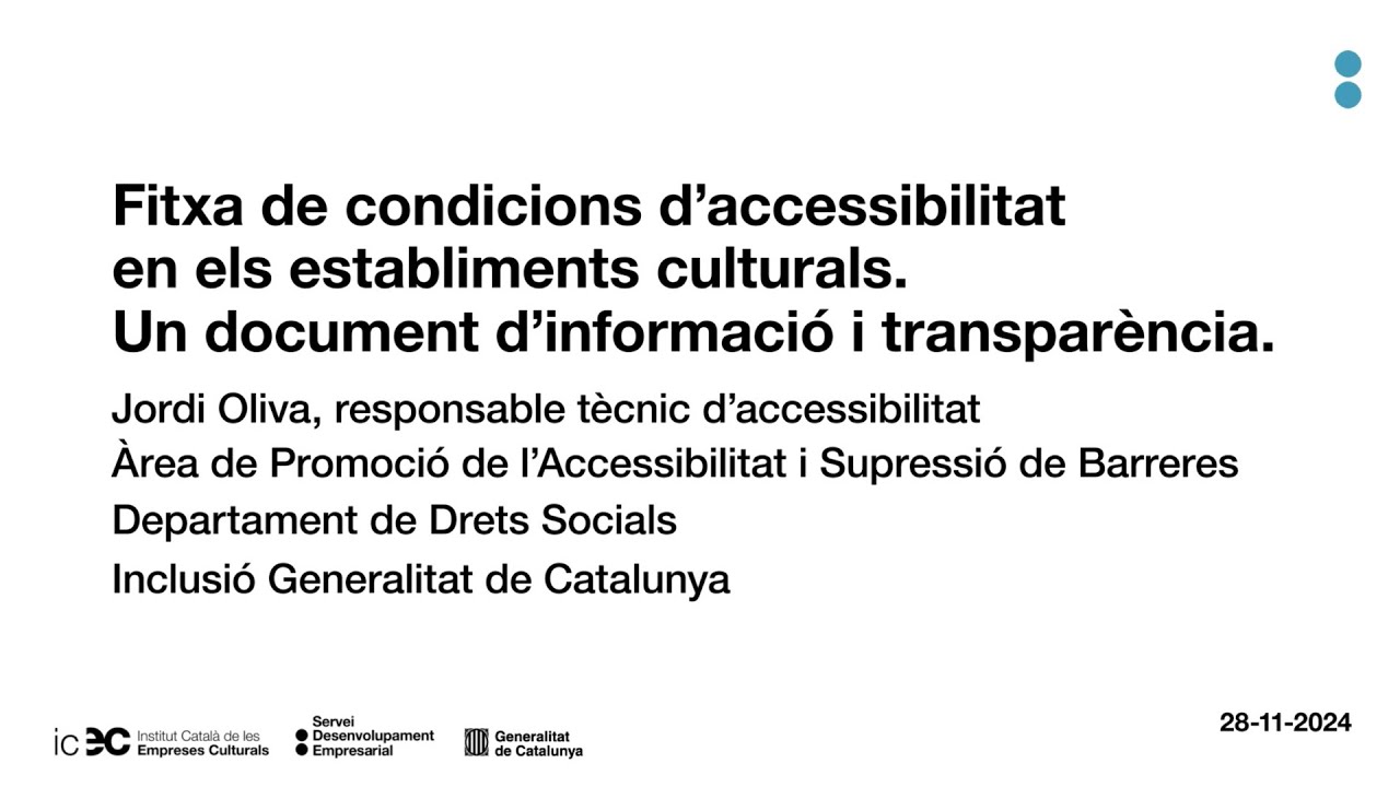 Fitxa de condicions d’accessibilitat per a establiments culturals