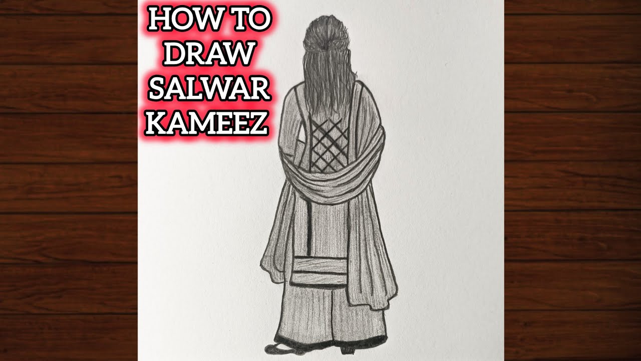 How to Draw Salwar Kameez | Indian Suit Drawing Step by Step