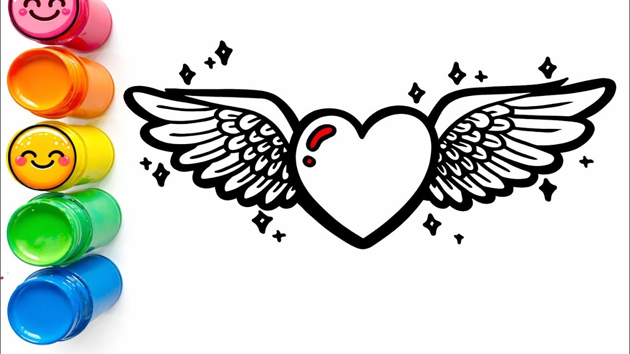 How To Draw a Heart with Rainbow Angel 🌈😇 | Easy Step by Step Drawing