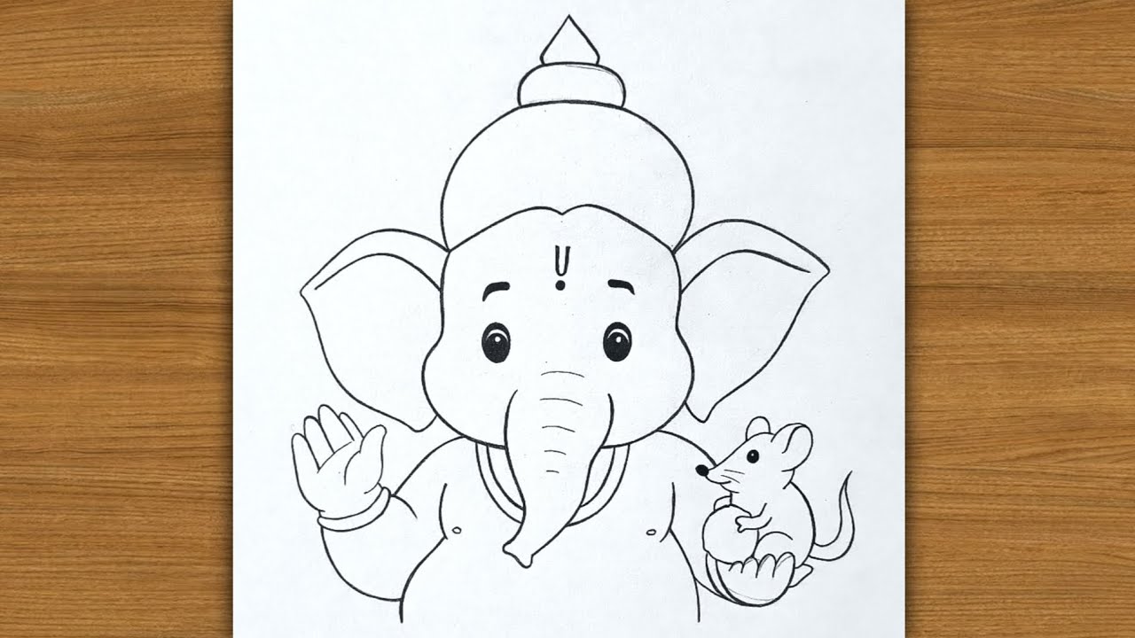 Ganpati bappa with mushak drawing | easy drawing | ganpati god drawing