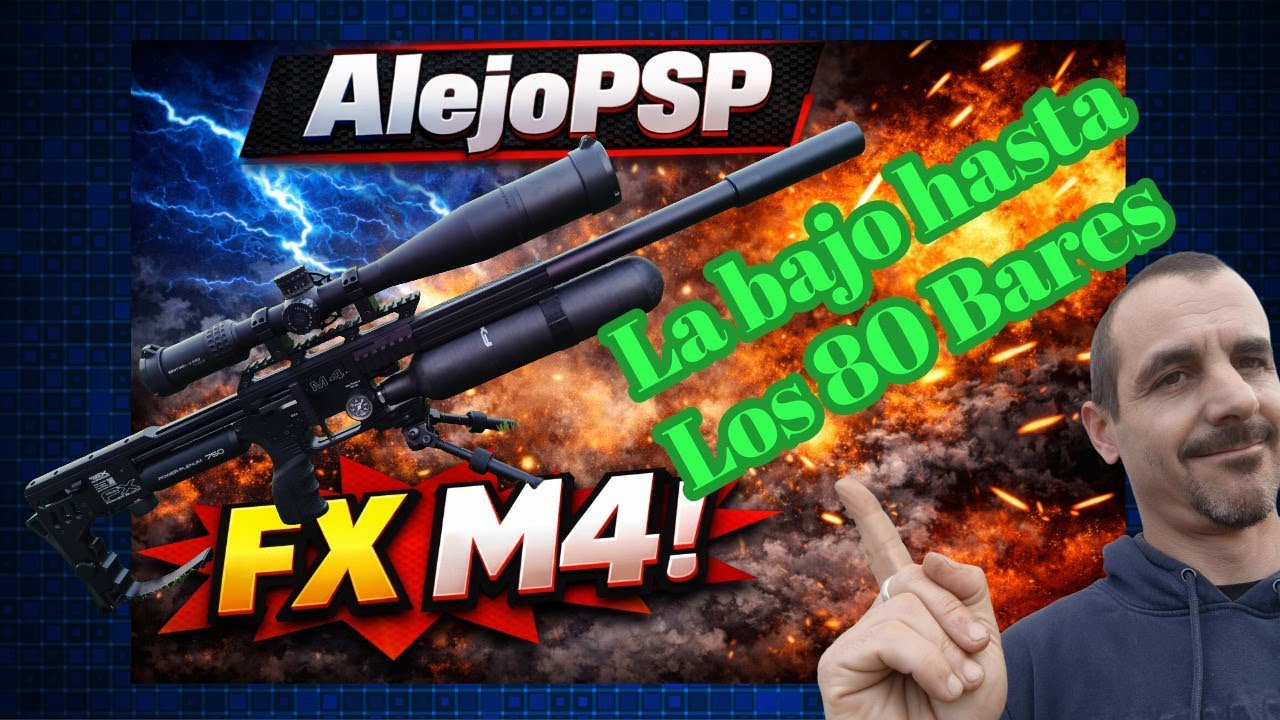 Disparando FX M4 con 80 bares jsb 15,89gr br25 a 23M