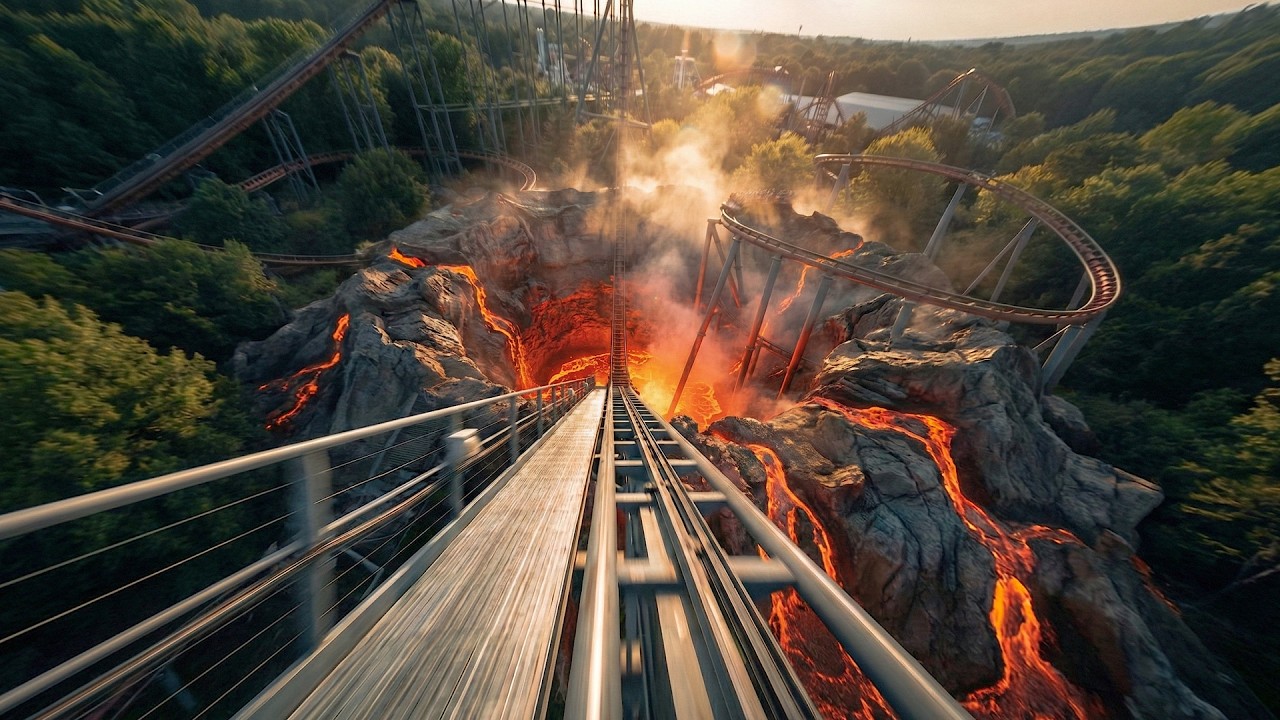 This Roller Coaster Goes Into a Volcano (Would You Ride)? #rollercoaster