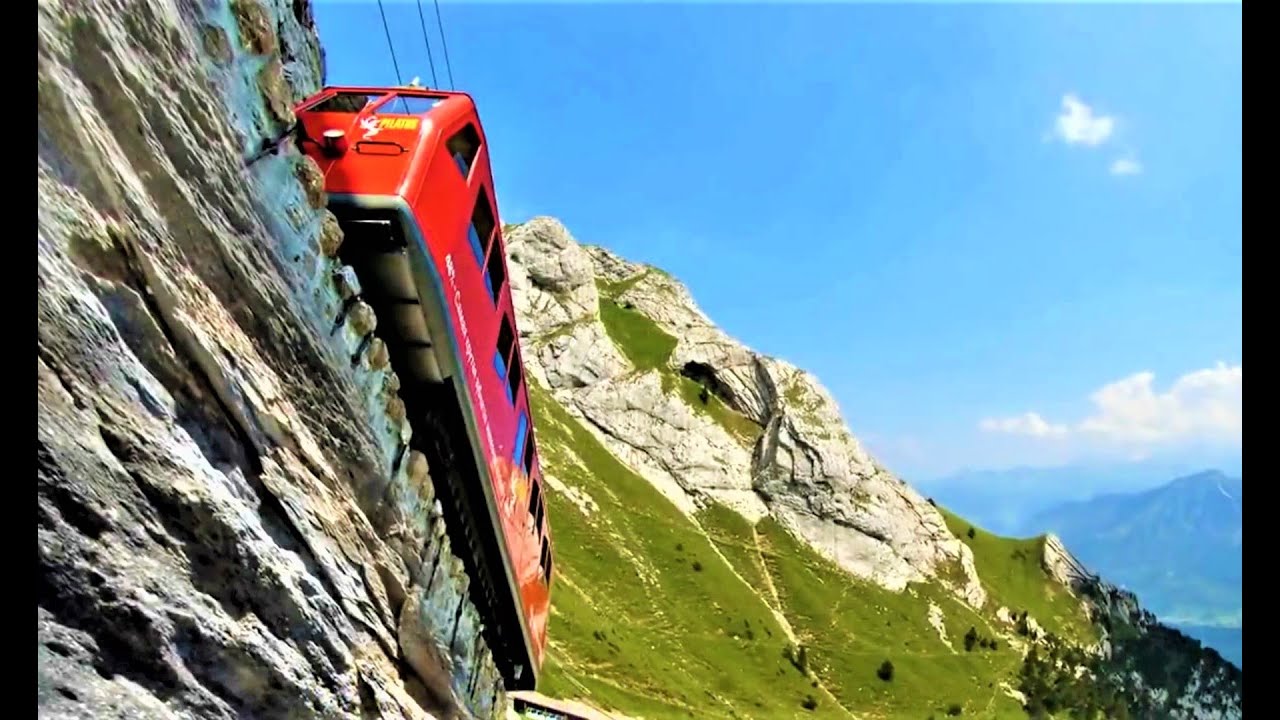 Mt Pilatus Cogwheel Railway Switzerland - WORLD'S STEEPEST RACK RAILWAY WITH MAXIMUM GRADIENT OF 48%