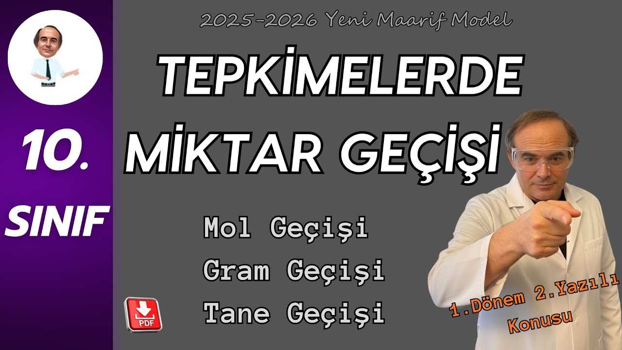 10) Denklemli Miktar Geçişi 🔥 Mol–Gram–Tane Hesaplamaları En Kolay Yöntem! | Maarif Modeli