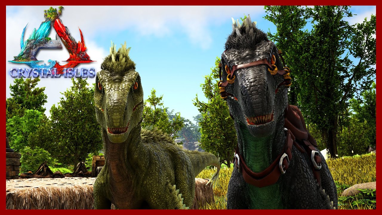 Raptor Taming! Cool Base Location! Trike Taming! Crystal Isles Map! Ep 2!