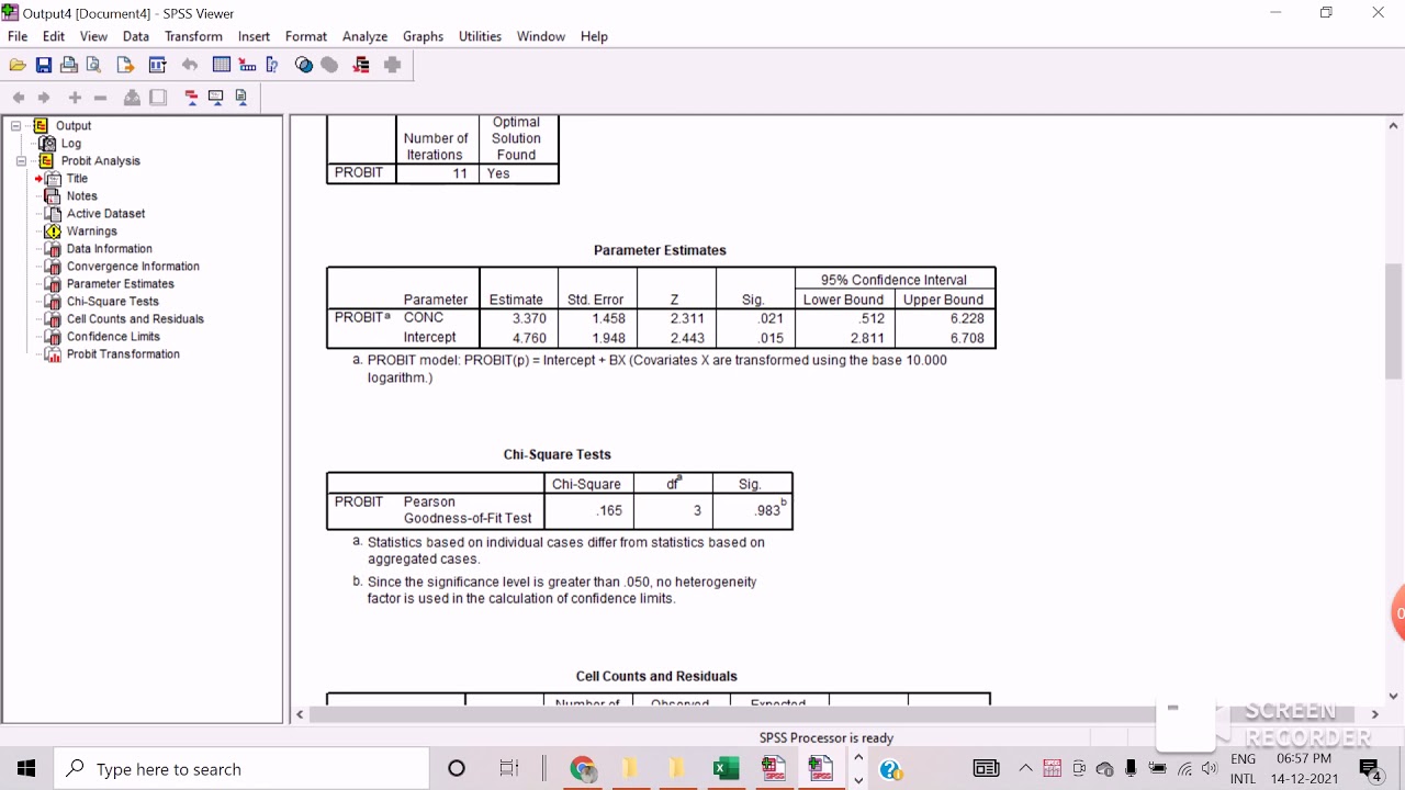 calculation of LC50 through Probit analysis using SPSS