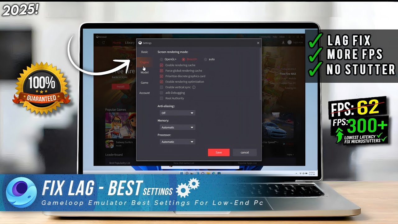 🔧Gameloop Best Settings For Low End Pc/Laptop 2025 | Gameloop Emulator Boost Performance