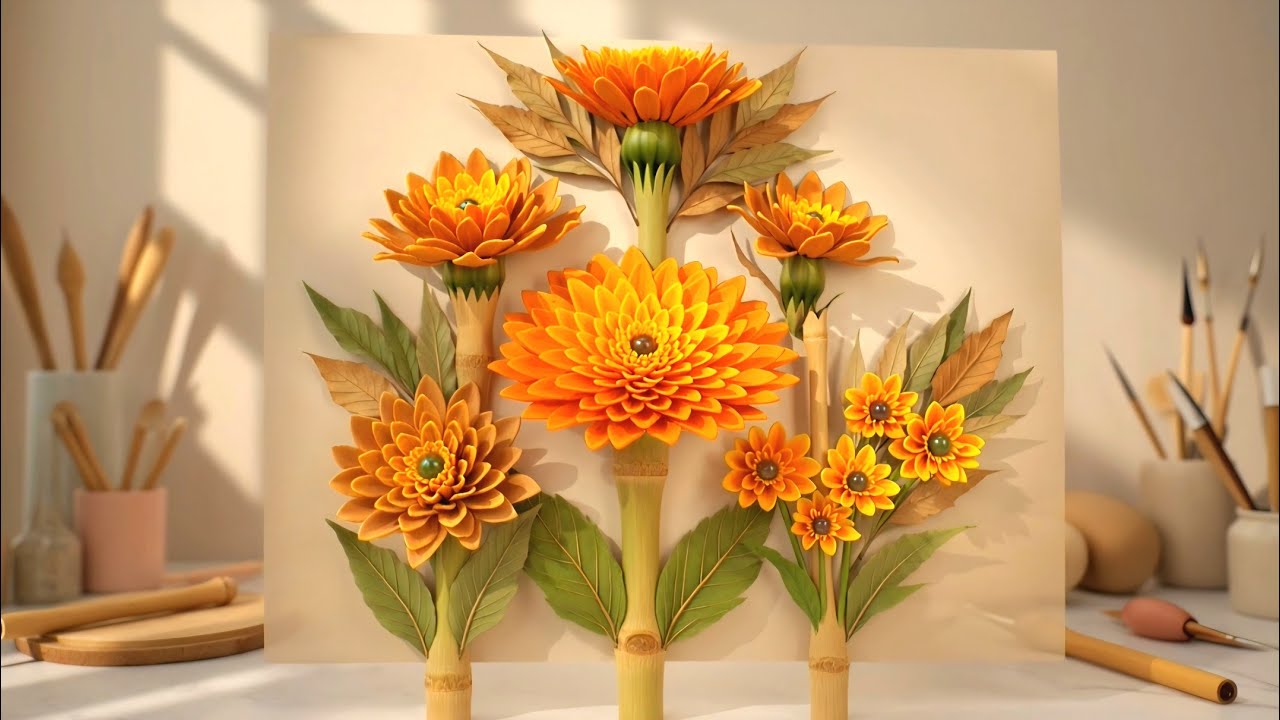 Realistic DIY Art Idea | Amazing Handmade Marigold Flower Craft Design