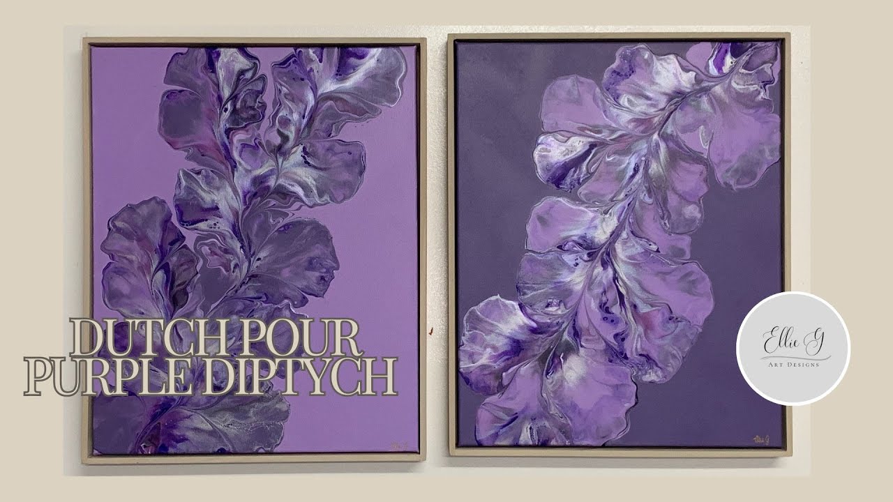 Two for one - diptych! Gorgeous vibrant purples for this acrylic Dutch pour. Fluid Art painting.