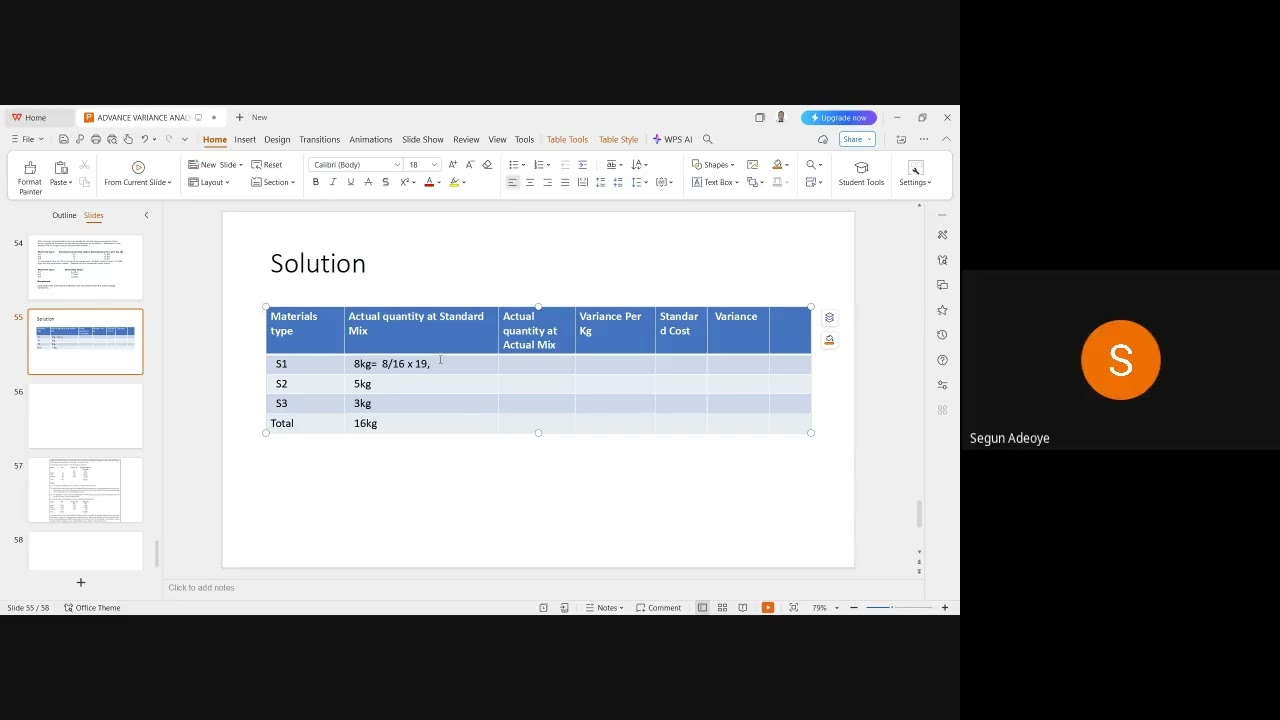 MIX AND YIELD VARIANCE WITH MATERIAL LOSS