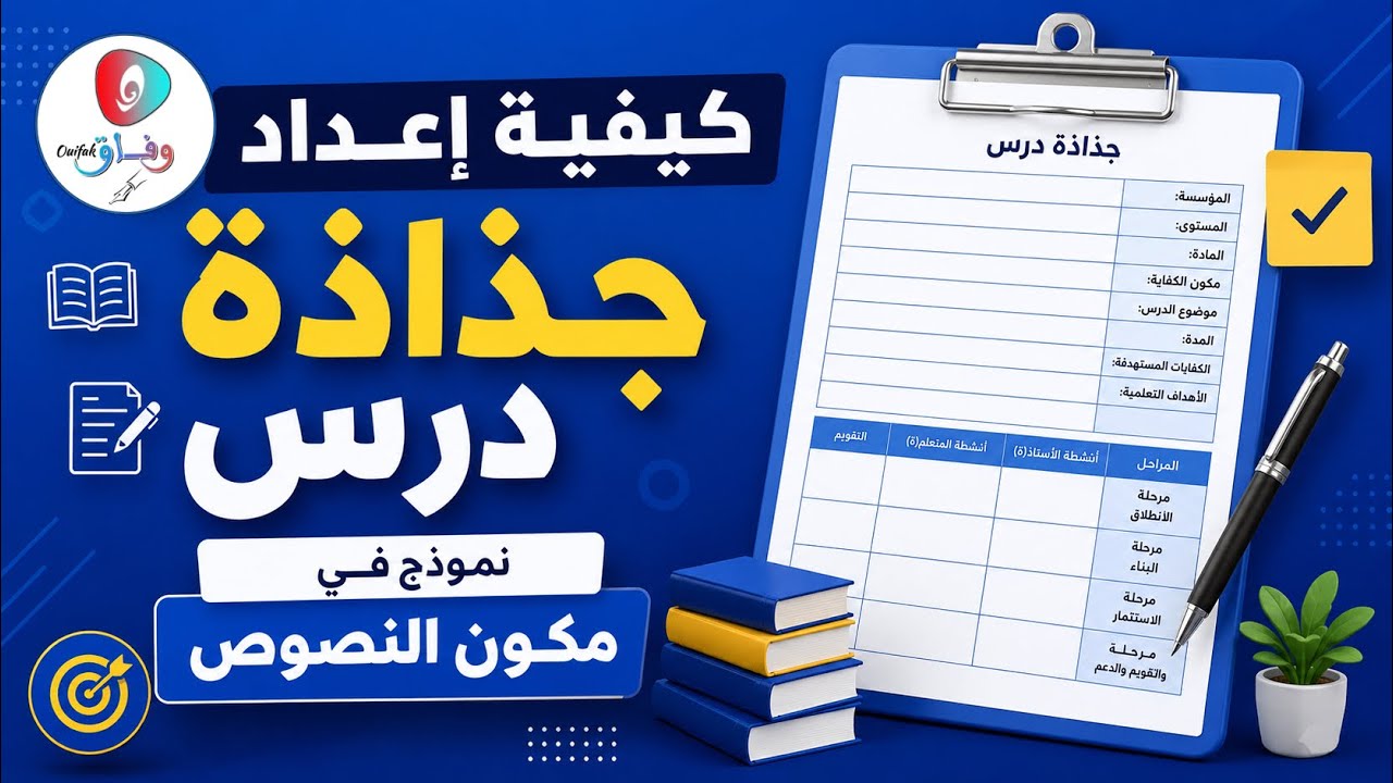 طريقة إعداد جذاذة درس، نموذج مكون النصوص