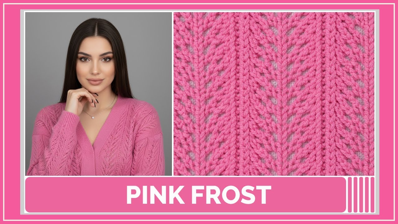 "Pink Frost” — vertical lace knitting pattern | For beginners | Chart, instructions, and repeat