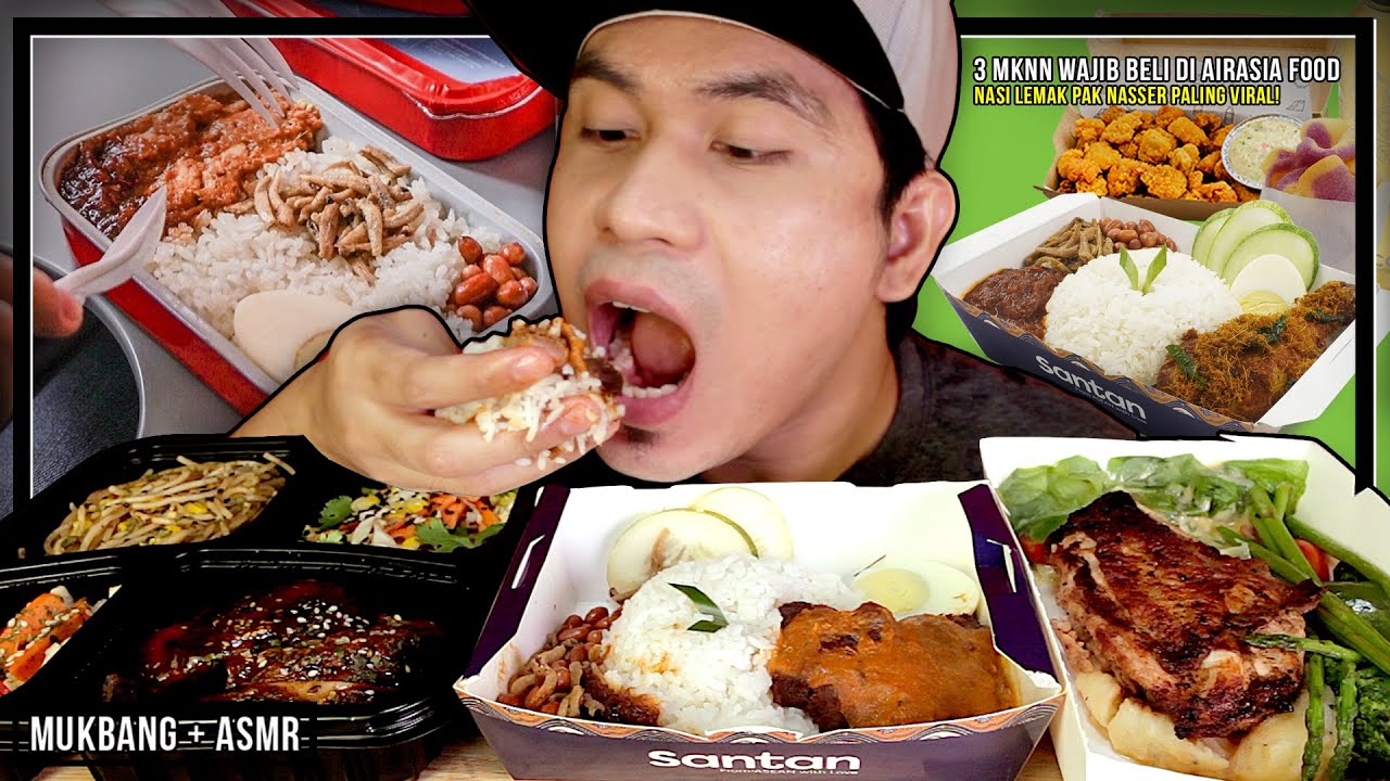 3 MAKANAN WAJIB CUBA di AIRASIA FOOD | MUKBANG MALAYSIA (NASI LEMAK PAK NASSER)