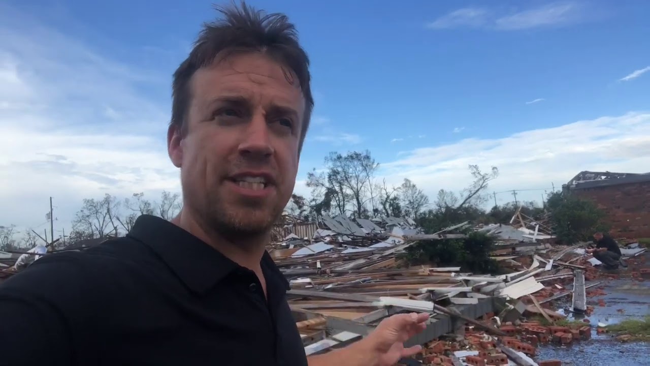 Hurricane Laura aftermath in Lake Charles with strong evidence of tornado-like vortices