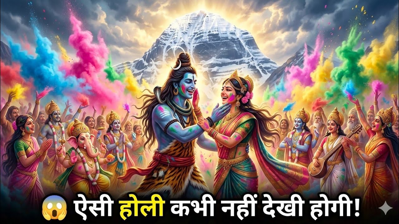 😲 जब सभी देवता आए कैलाश! | शिव–पार्वती विवाह के बाद होली 2026 | (#shivparvati #holi2026 #kailash) 