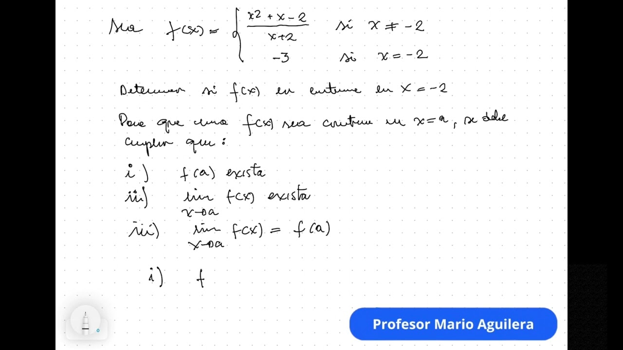Condiciones de continuidad | CURSO C&Aacute;LCULO DIFERENCIAL