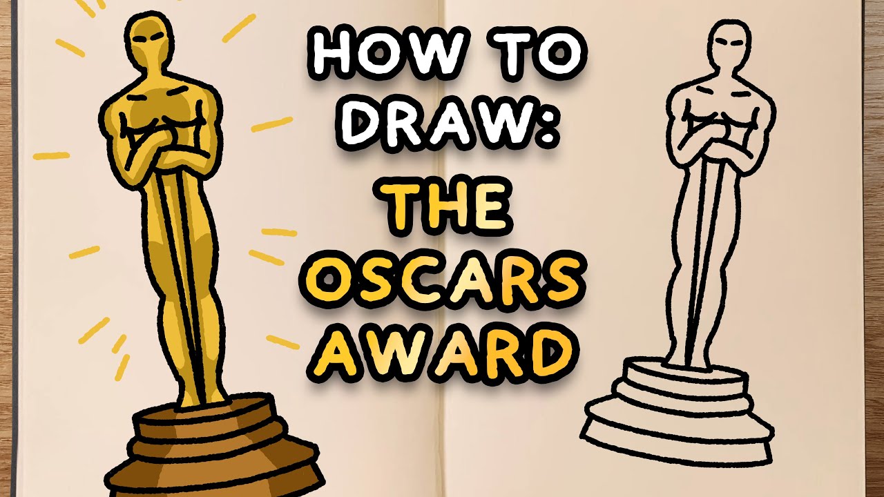 How To Draw: THE OSCARS AWARD (easy step by step tutorial)