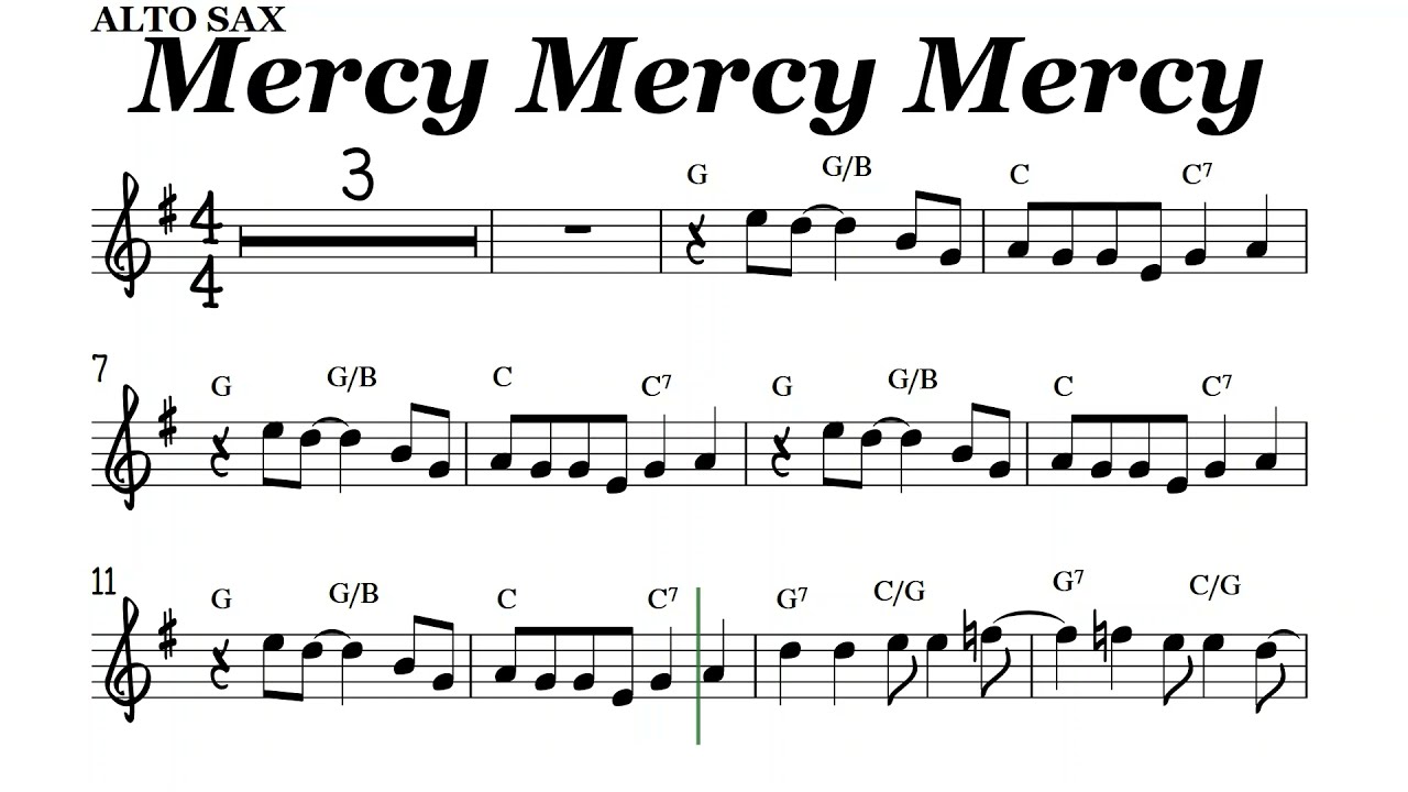 Mercy Mercy Mercy Alto Sax Sheet Music Backing Track Play Along Partitura