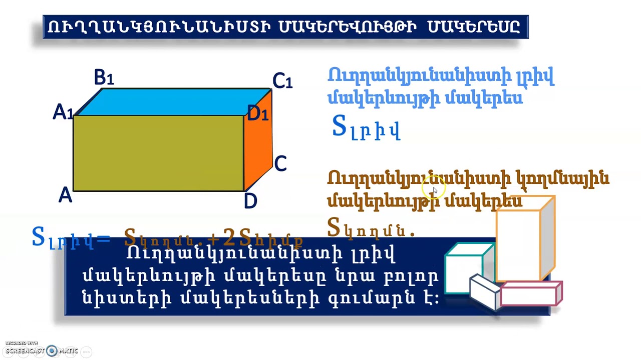 Ուղղանկյունանիստի մակերևույթի մակերեսը