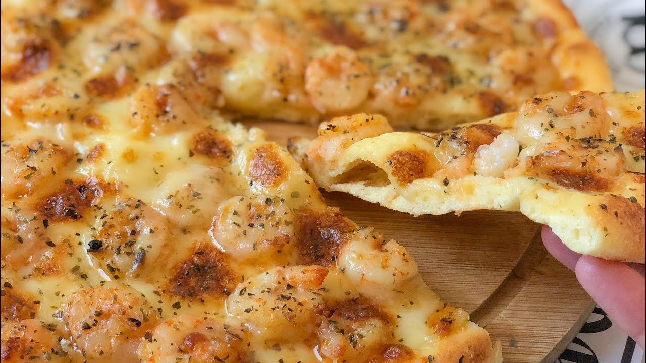 بيتزا رااائعة سهلة التحضير بعجين البيتزا المعتمد عندي ضروري تجربوها 🍤  Pizza aux crevettes un régal