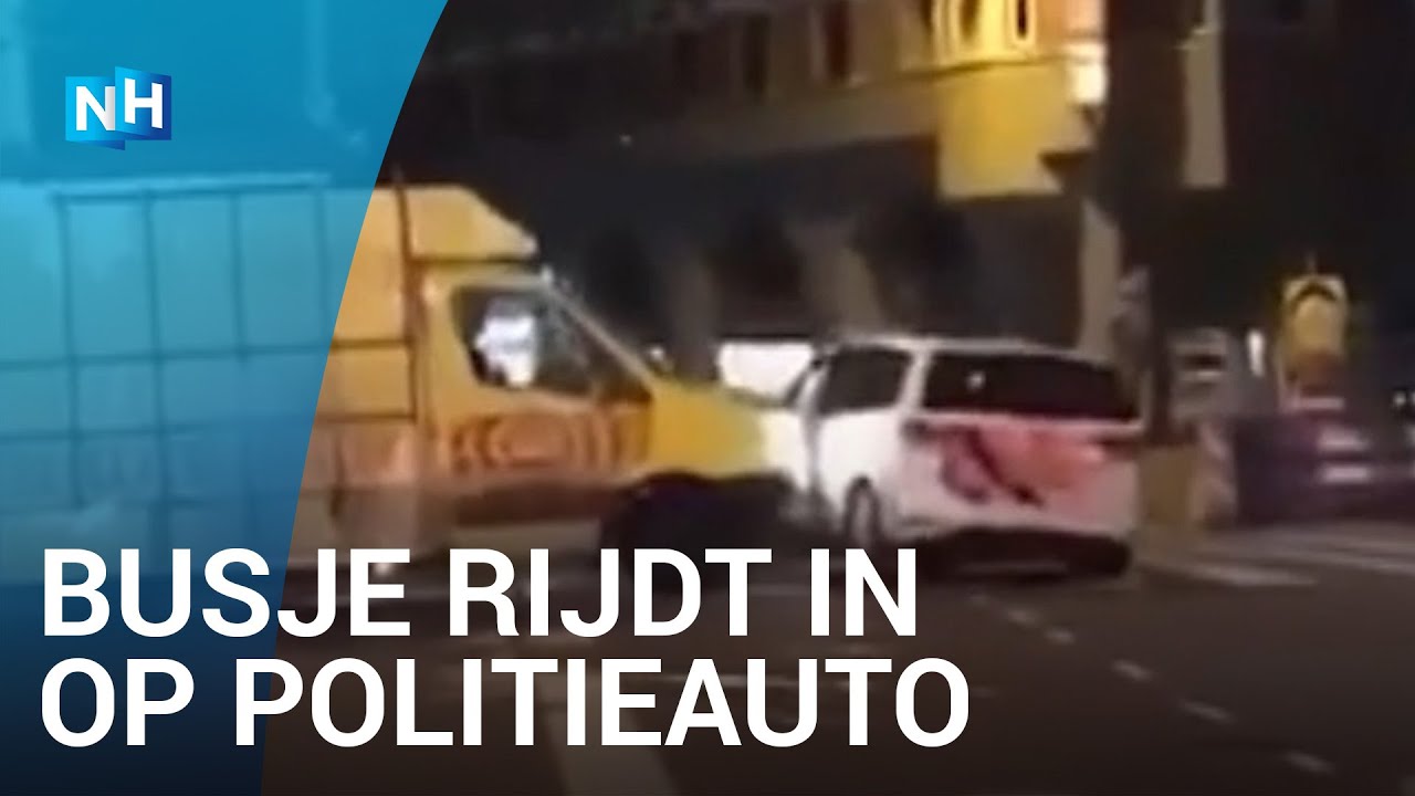 Busje rijdt in op politieauto in Amsterdam, agenten schieten bij aanhouding verdachte
