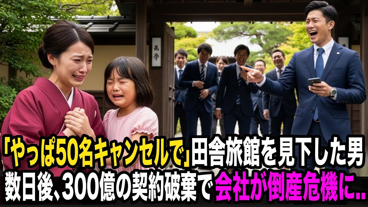 「こんなボロ旅館、やっぱり団体50名分キャンセルで」若女将を見下したエリート課長。数日後、業界最大手の一言で会社が倒産危機に…