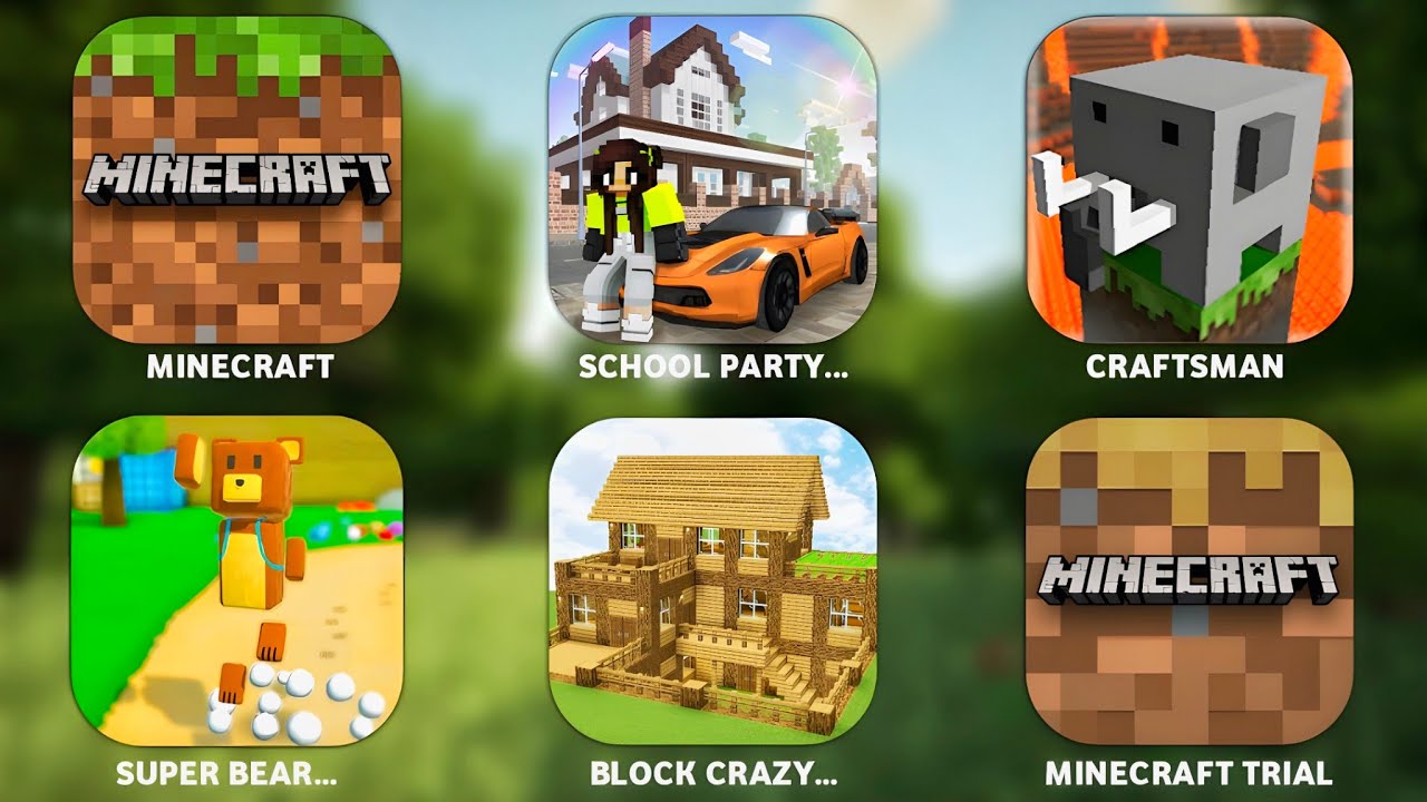 Minecraft, School Party Craft, Craftsman, Super Bear Adventure, Block Crazy, Minecraft Trial 