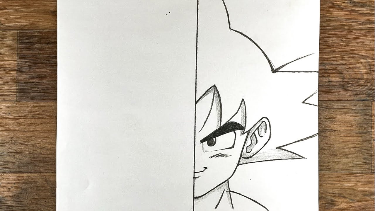 Goku half face drawing step-by-step | best for beginners | ￼ easy ￼anime drawing |