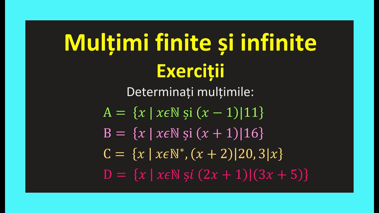 Multimi finite si infinite clasa a 6 a matematica operatii cu multimi exercitii cu divizibilitate