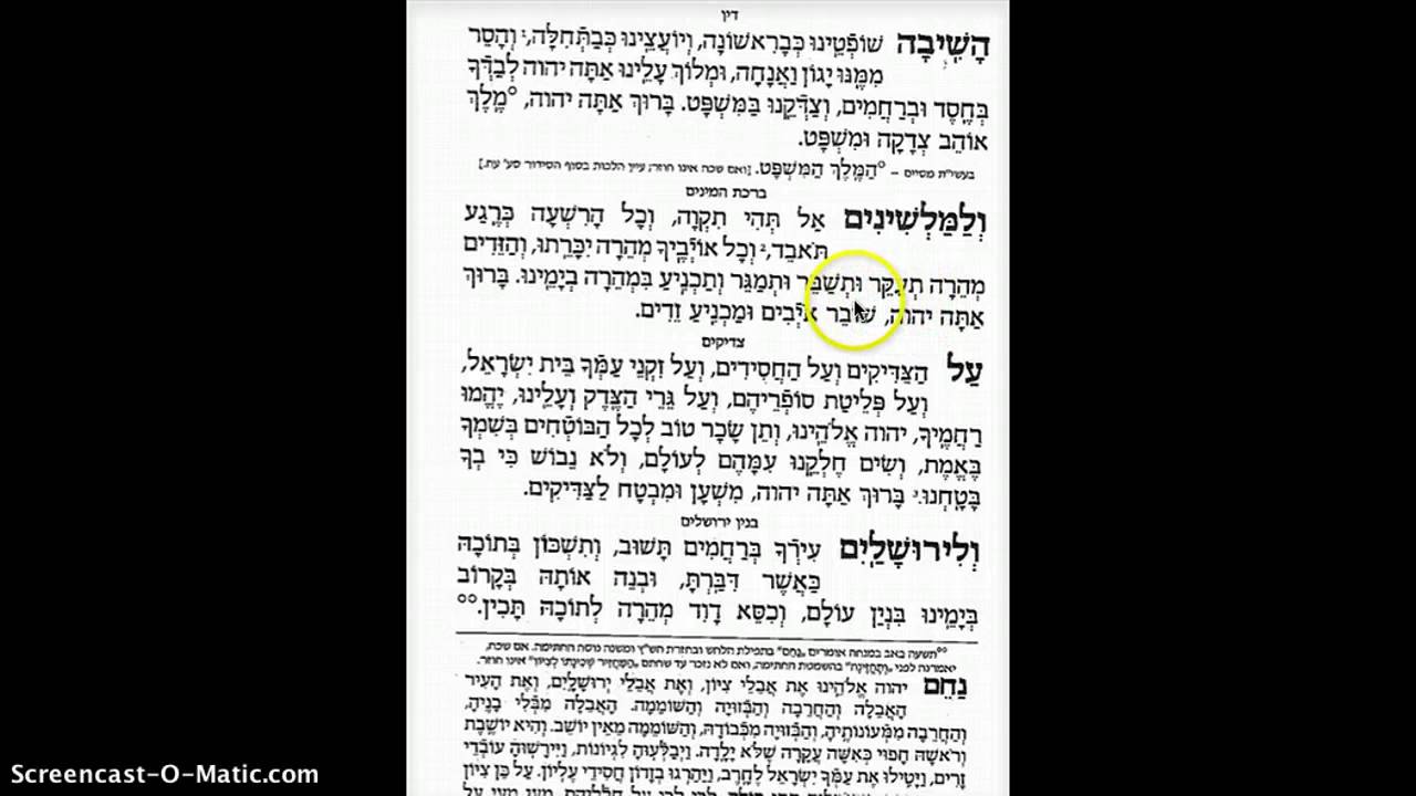 Amidah rectitation for weekdays