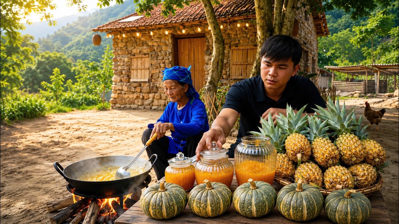 Harvesting fruits, pumpkins, pineapples, and making traditional syrups and jams