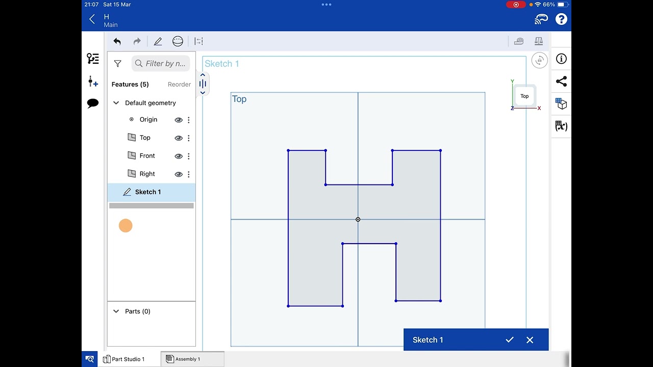 Onshape iPad Tutorial 3 (Vertical, Horizontal, Coincident & Equal tools)