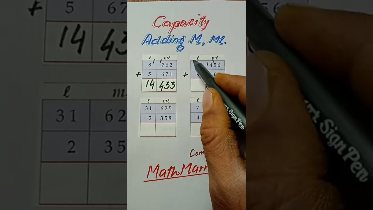 Litres and Millilitres sum MathMarrow#Math shorts#Adding capacities