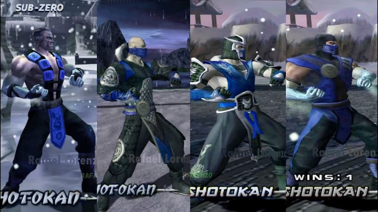 Mortal Kombat DECEPTION - ARMAGEDDON - DEADLY ALLIANCE All Costumes Skins Poses Comparasion HD 1080p