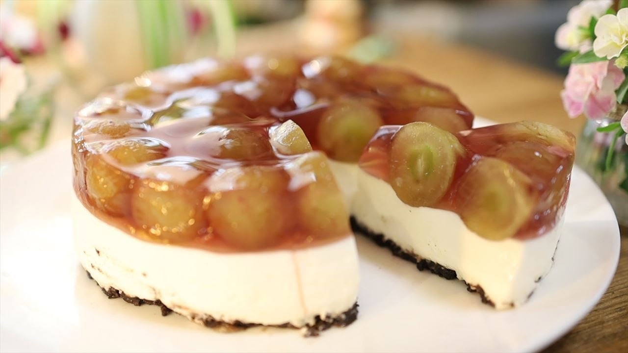 巨峰のレアチーズケーキの作り方・レシピ Non-Baked Cheesecake of Kyoho Grape｜Coris cooking