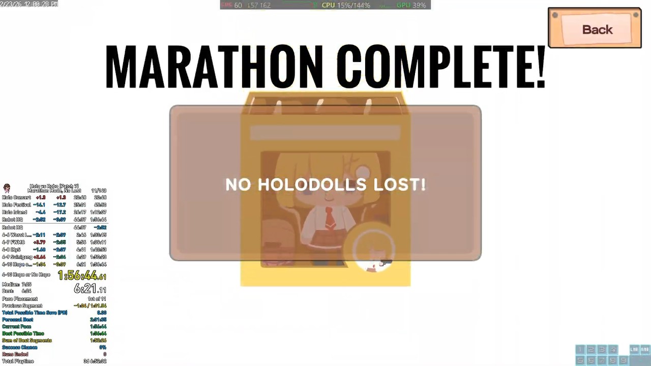 Holo vs Robo - Marathon Mode in 1:56:44 (No Retry, No Death)