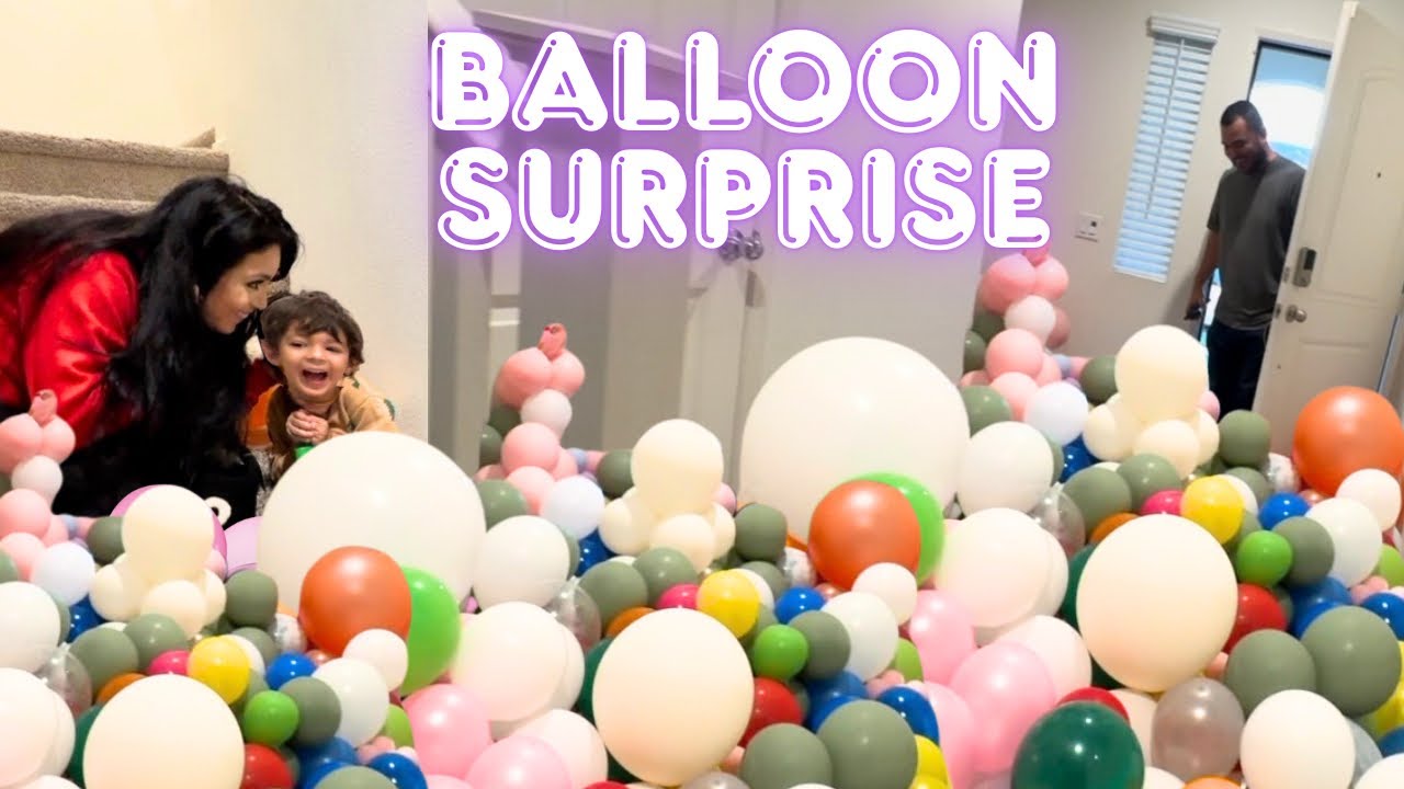 Сюрприз с воздушными шарами! 🎈 Папа заходит в дом, полный воздушных шаров! 😂❤️