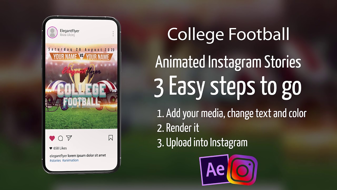 College Football - Animated Instagram Template - After Effects