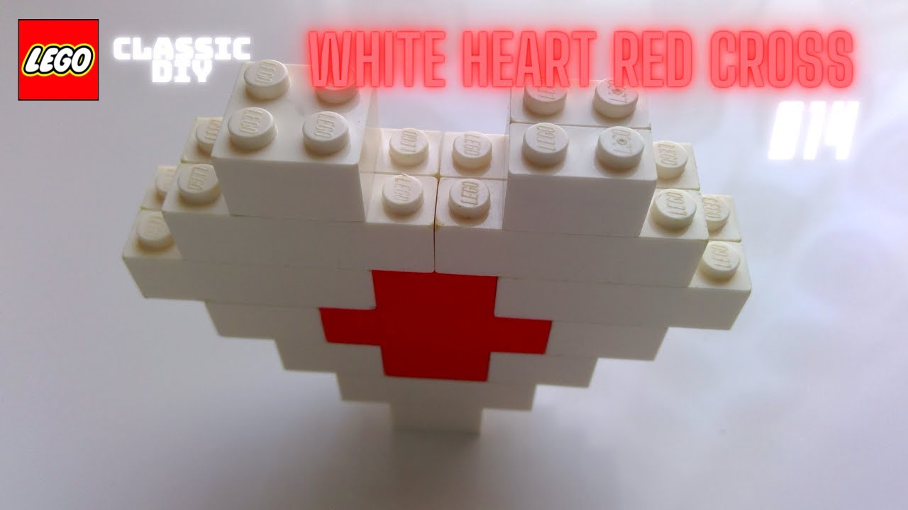 Lego Classic DIY White Heart Red Cross Building Instructions 014