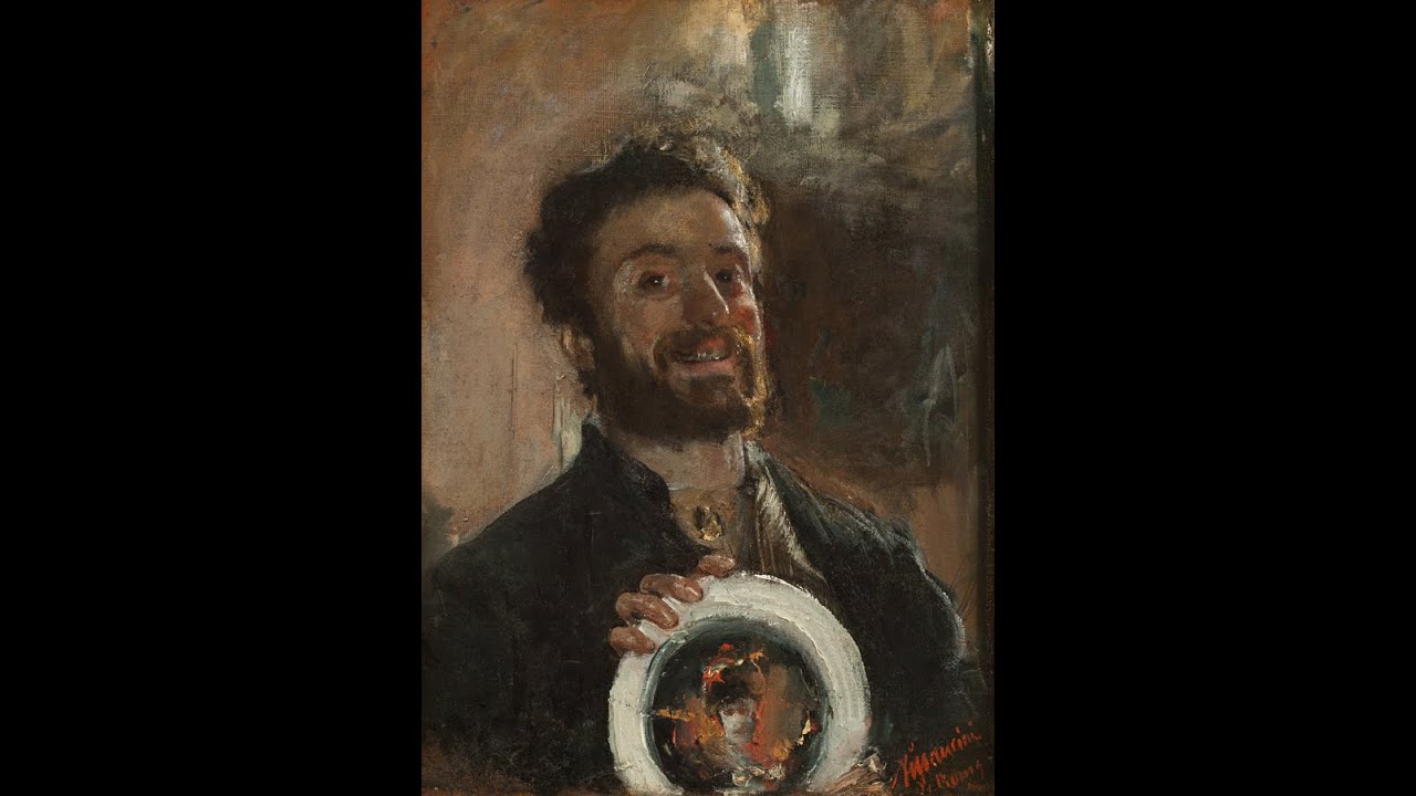 Antonio Mancini, Self Portrait with Plate