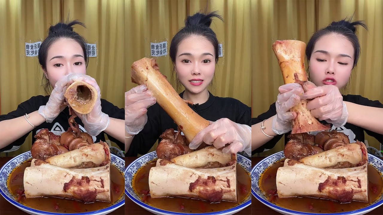 ASMR Mukbang Chinese Food  먹방 ASMR 중국먹방,양갈비,양대창,양뇌,삼겹살,고기, Mukbang eat American Beef Bones EP02