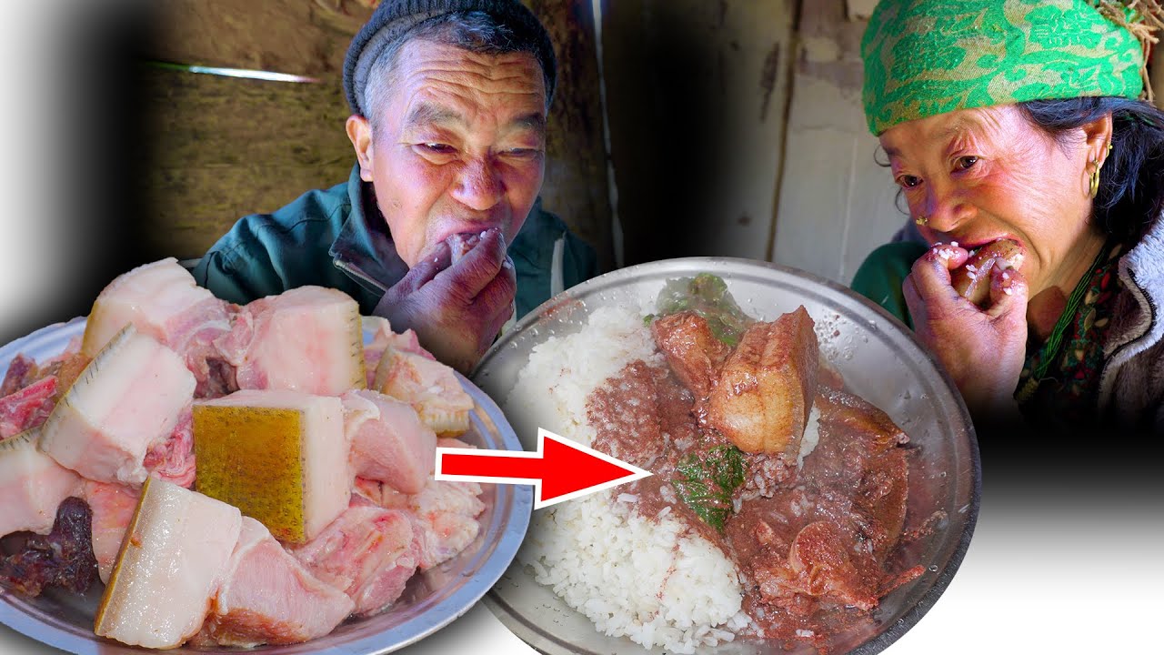 Big Big pork chops recipe with rice #mukbang cooking and eating in village kitchen #villagecooking