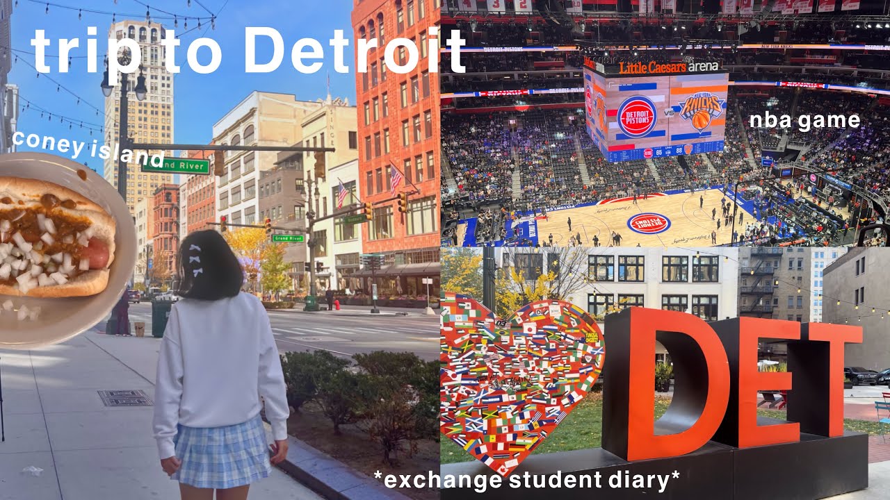 Trip to Detroit | NBA game, trying Detroit hotdog | exchange student diary